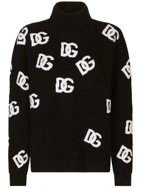 Dolce & Gabbana DG-logo virgin wool sweater Black FXI25TJBVX8