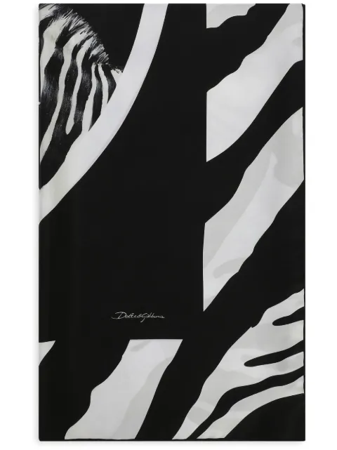 Dolce & Gabbana large zebra-print twill scarf Black FS209AGDAO2