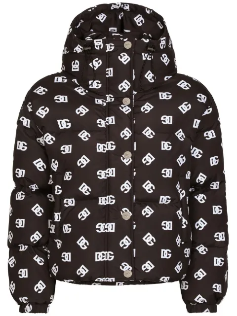 Dolce & Gabbana DG-logo hooded puffer jacket Black F9O34THSMGJ
