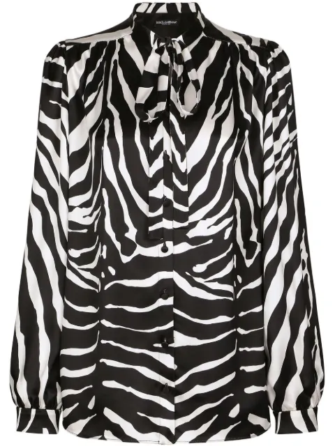Dolce & Gabbana zebra-print satin shirt Black F5P92TIS1NV