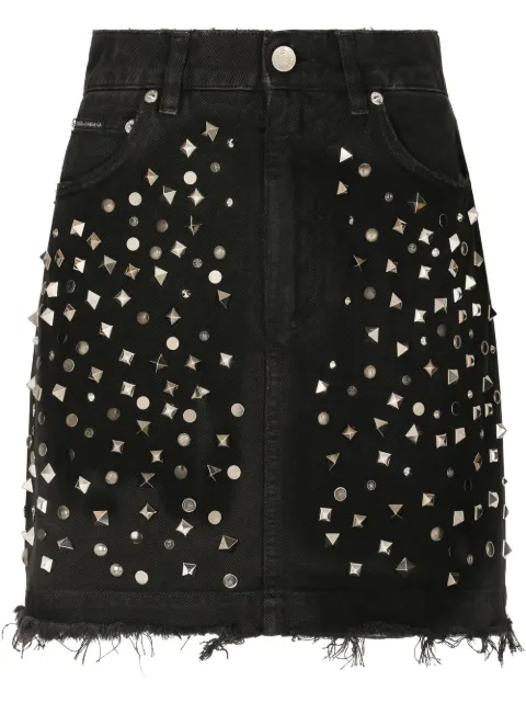 Dolce & Gabbana studded denim miniskirt Black F4BWMZG8GL2