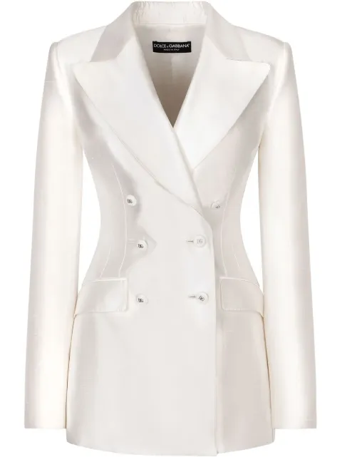 Dolce & Gabbana double-breasted silk blazer White F29QFTFU1L5