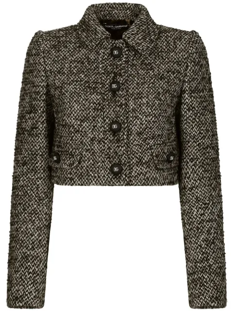 Dolce & Gabbana cropped tweed jacket Brown F26K6TFMMHC