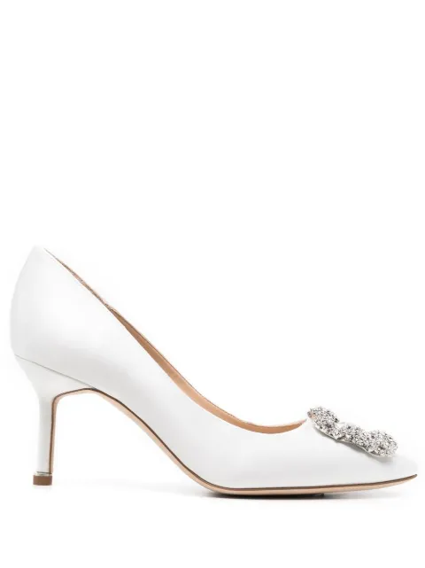 Manolo Blahnik 70mm Hangisi crystal-buckle pumps Neutrals 9XX0316
