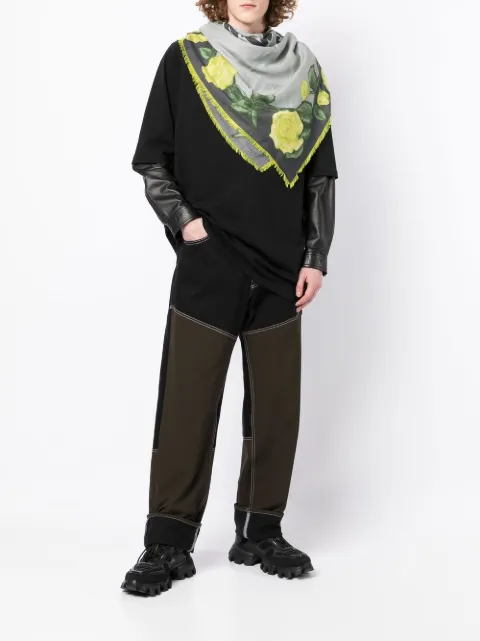 Givenchy floral-print knitted scarf Green BG00CJG00S