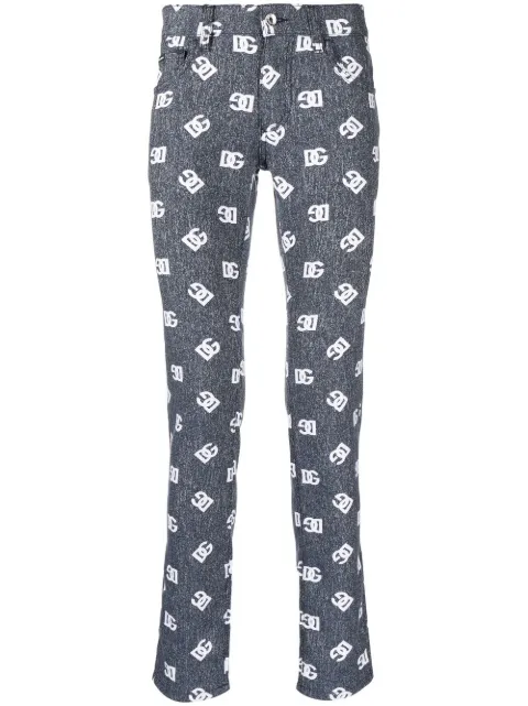 Dolce & Gabbana slim-cut monogram-print jeans Blue GY07LTFJFAS