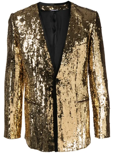 Dolce & Gabbana Sicilia-fit embellished single-breasted blazer Gold G2RE8THLMTJ
