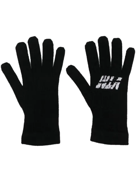VTMNTS intarsia-knit logo gloves Black VL12KN960B