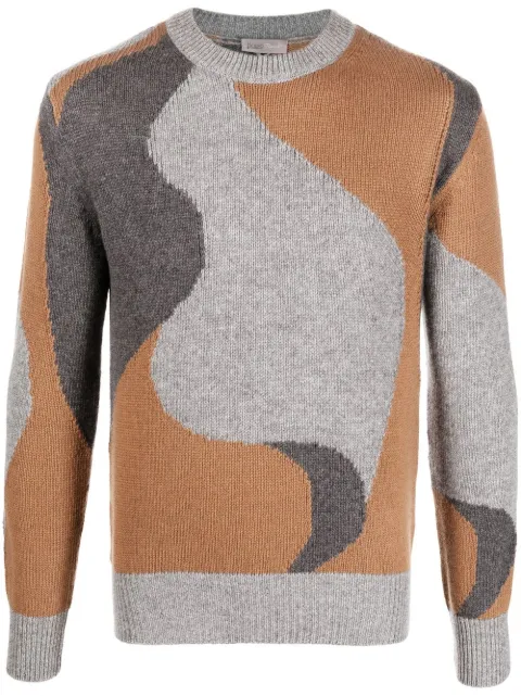 Herno abstract-pattern knitted crew-neck jumper Grey MG00003UR70081