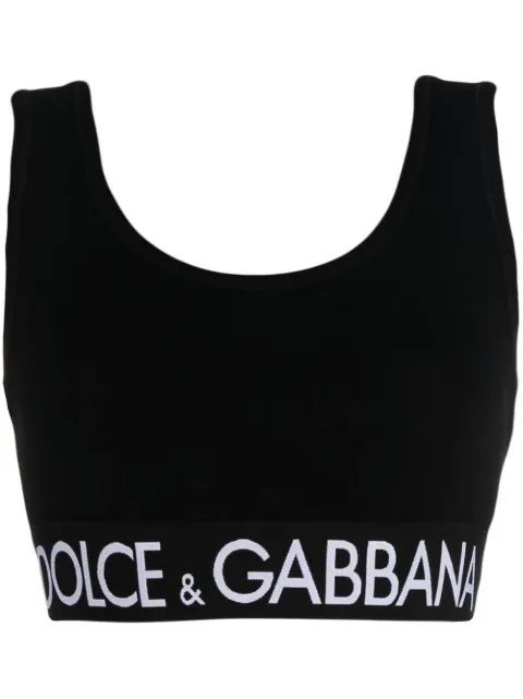 Dolce & Gabbana logo-band crop tank top Black F756QTFUGFJ