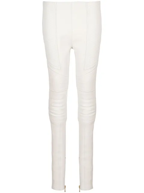 Balmain leather skinny trousers Neutrals YF0QD023LB63