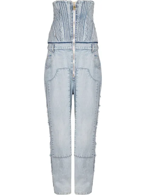 Balmain Vintage boyfriend corset jeans Blue YF0MK010DC57