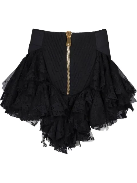 Balmain zip-up asymmetric skirt Black YF0LB580MB96