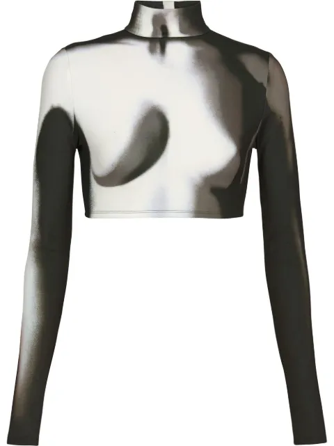 Balmain spray paint effect cropped top White YF0AO195JE21
