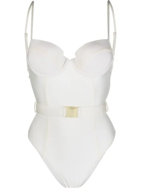 Noire Swimwear belted sweetheart swimsuit Neutrals NSW349