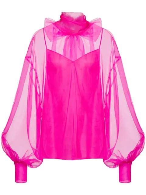 Valentino Garavani bow-detail organza silk blouse Pink BAE7L01C8