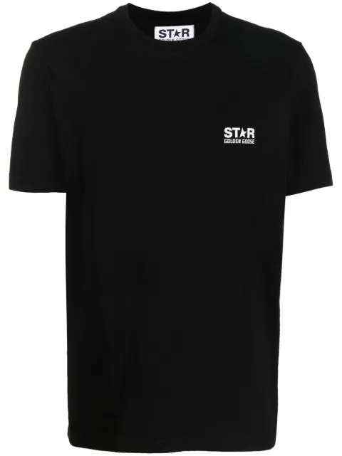 Golden Goose black Star Collection T-shirt with contrasting white logo and star Black GMP01220P000879