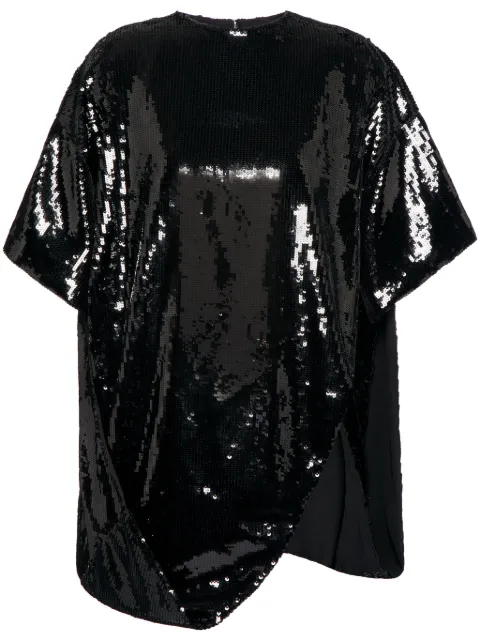 Valentino Garavani sequin-embroidered organza T-shirt Black BAE7E81C8