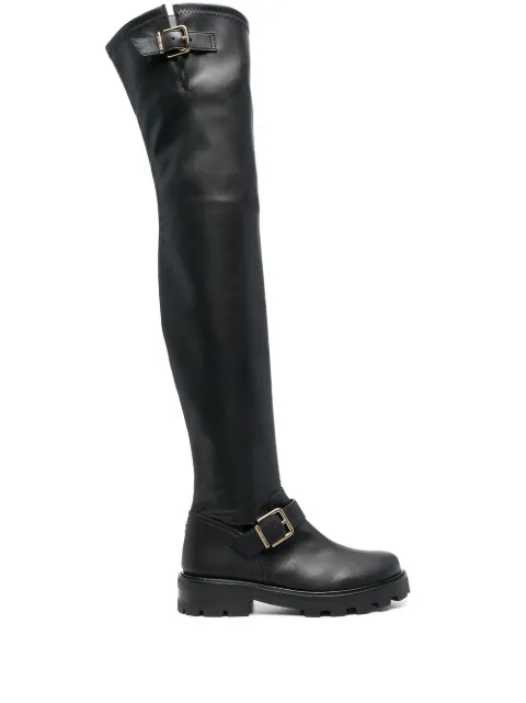Jimmy Choo Biker II over the knee flat boots Black BIKERIIOTKFLATQOZ