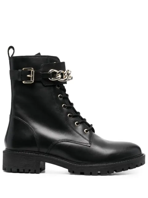 Geox Hoara leather combat boots Black D26FTA00043