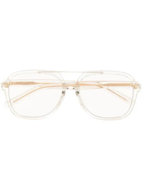 Saint Laurent Eyewear logo square-frame glasses Neutrals SL545