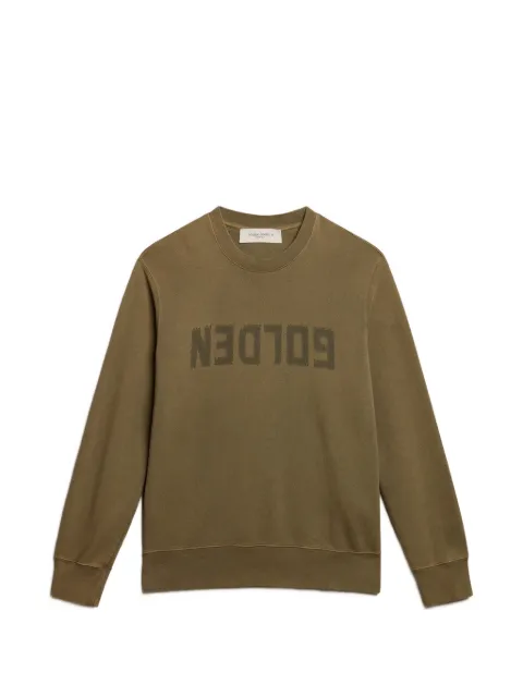 Golden Goose logo-print distressed sweatshirt Green GMP01223P000642