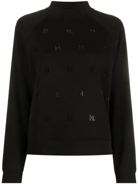 Karl Lagerfeld monogram rhinestone sweatshirt Black 226W1800999