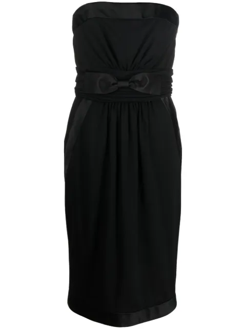 CHANEL Pre-Owned 1990s bow-detail strapless midi dress Black CHA2200HLA