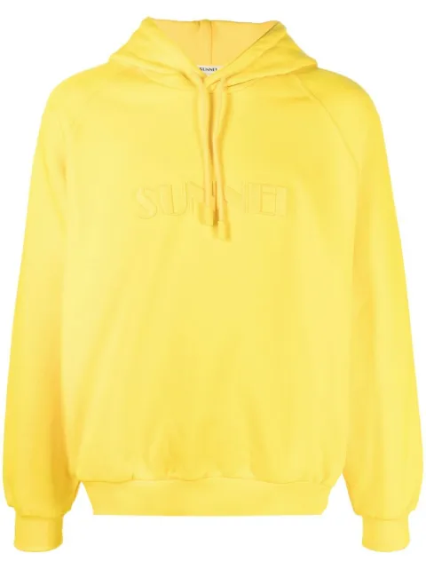 Sunnei logo drawstring hoodie Yellow CRTWXJER009COT007