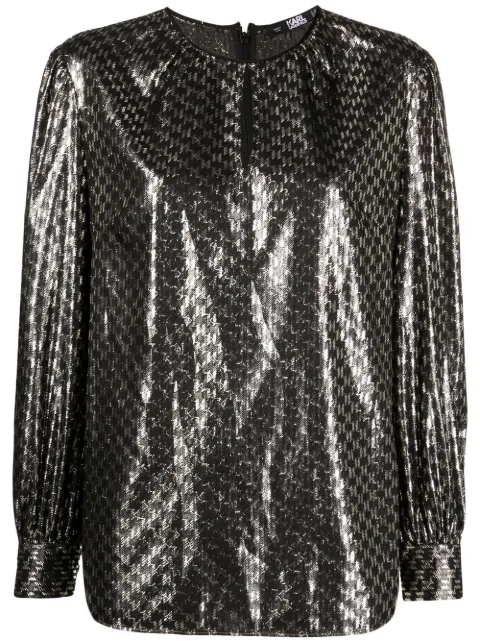 Karl Lagerfeld Monogram print shine-finish blouse Black 226W1609Q07