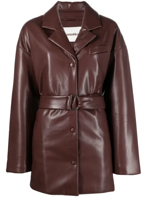 Nanushka belted faux-leather blazer Brown NW22PFOW01047