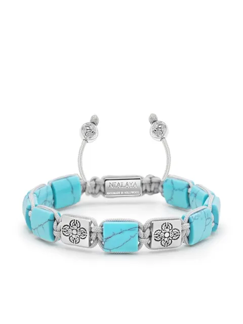 Nialaya Jewelry engraved-charm beaded bracelet Silver WLUXPL062