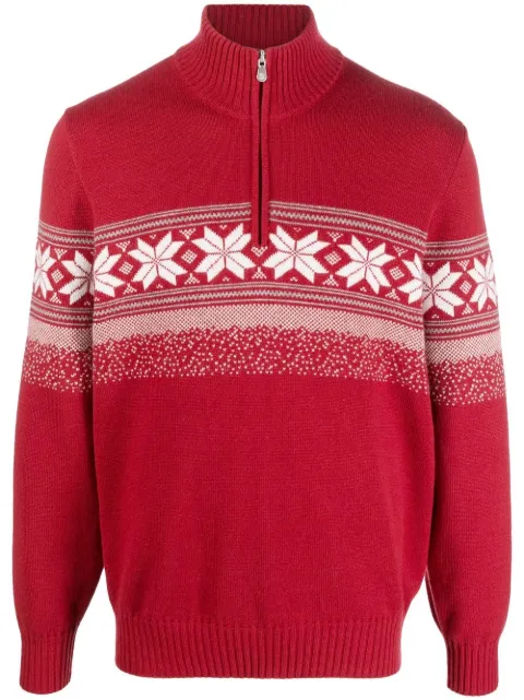 Brunello Cucinelli Fair Isle zip-neck jumper Red M22705704CGT67