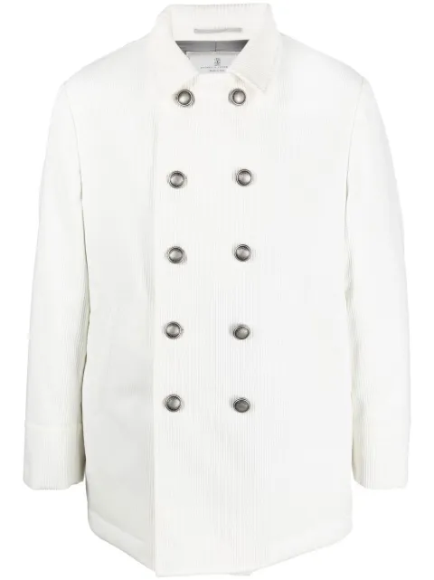 Brunello Cucinelli Caban double-breasted corduroy coat White MQ4827025C4678