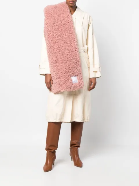 Rokh Faux-Fur logo-patch scarf Pink RA5CA02JP