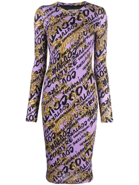Versace Jeans Couture Barocco logo-print midi dress Purple 73HAO920JS138