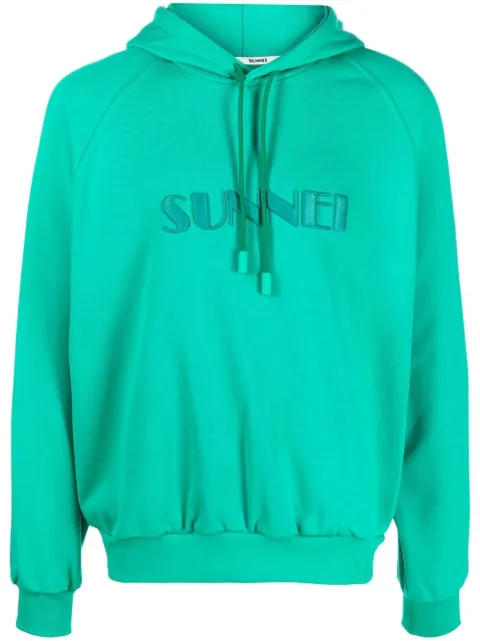 Sunnei logo drawstring hoodie Grey CRTWXJER009COT007