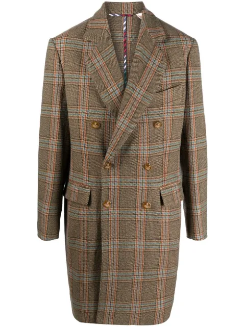 Vivienne Westwood check double-breasted cotton coat Neutrals 2D010001