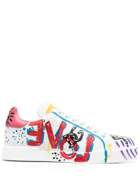Dolce & Gabbana Portofino painted leather sneakers White CK1545AD462