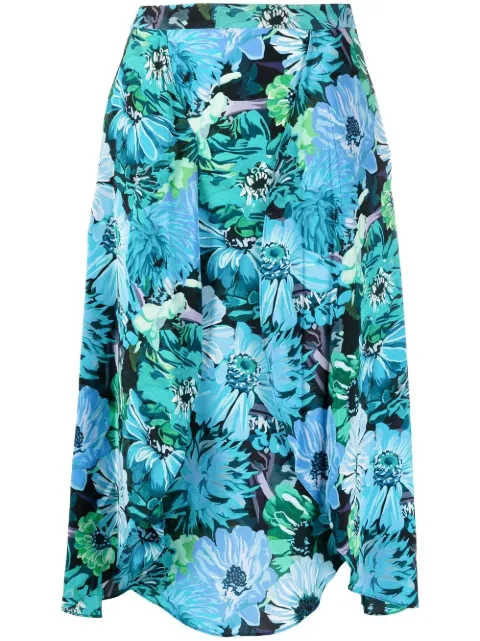 Stella McCartney floral silk midi skirt Blue 6045033AS201