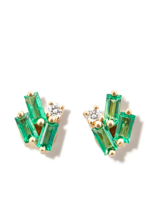 Suzanne Kalan 18kt yellow gold Cluster diamond and emerald earrings Gold BAE562YG