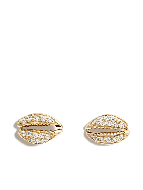 Sydney Evan 14kt yellow gold cowrie shell diamond stud earrings Gold EJP2667Y