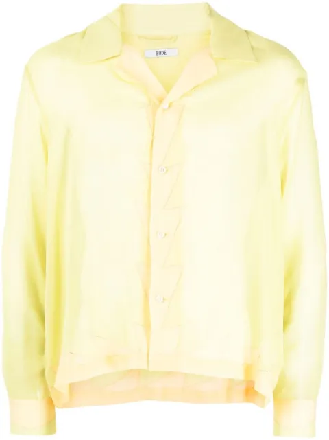 BODE geometric-panneled silk shirt Yellow MRF22SH051