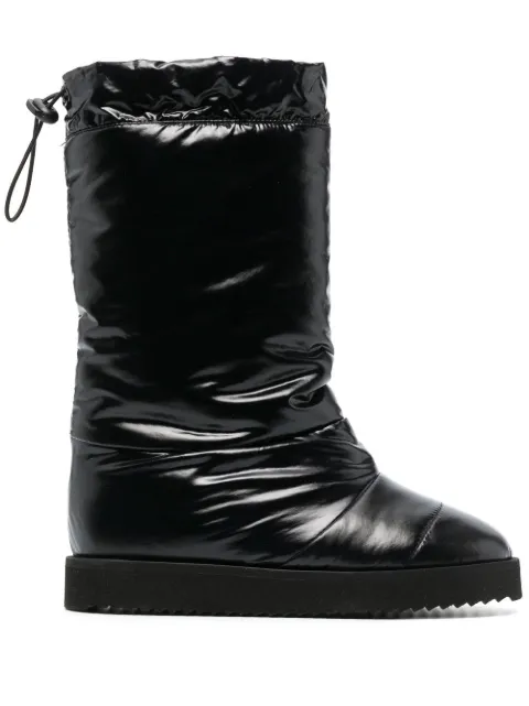 GIABORGHINI patent padded knee-high boots Black GIA20