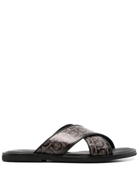 Ferragamo Gancini crossover strap sandals Black 752372