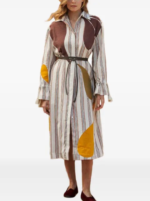 PAULA striped-detail midi dress White ALMANDINE2