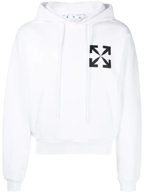 Off-White Arrows-print cotton hoodie White OMBB037C99FLE0080110