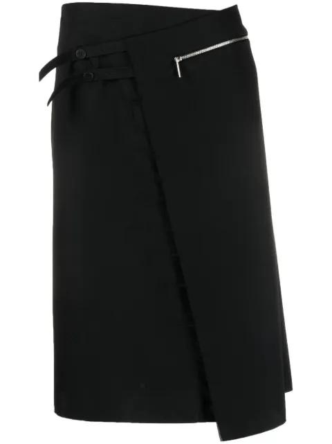 SAPIO asymmetric wrap skirt Black N100M