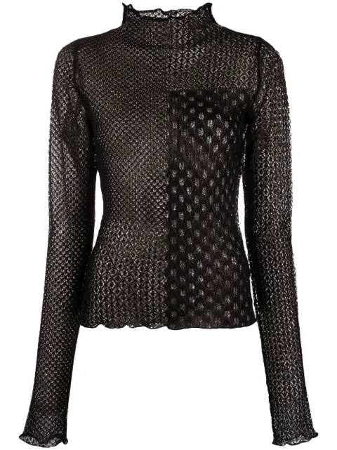 Versace Jeans Couture open-knit roll-neck jumper Black 73HAFM22CM18H