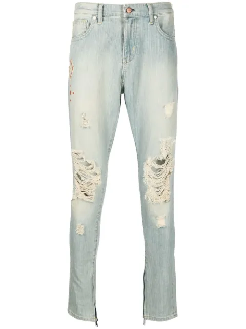 United Rivers embroidered ripped skinny jeans Blue KANSASRIVERS